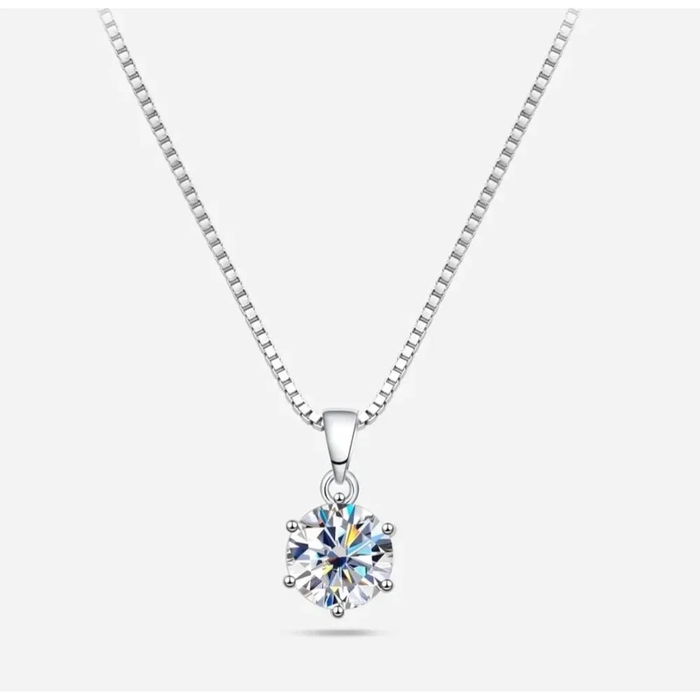 Women's 1 Carat Simulated Diamond Sterling Silver Necklace Size‎ 16-18